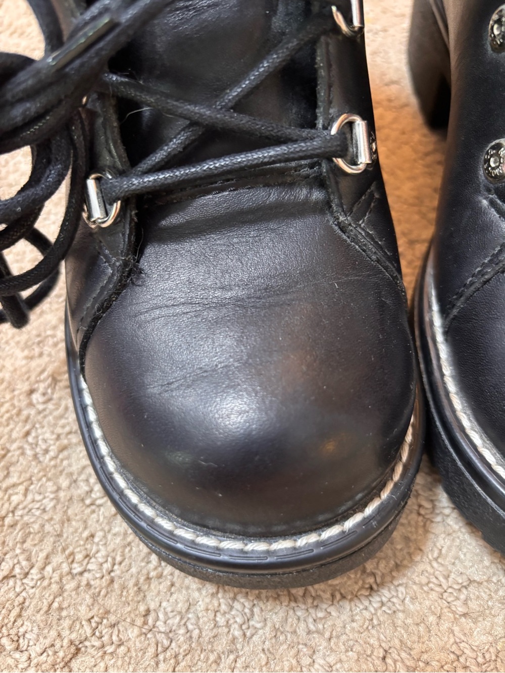 Vintage Harley Davidson 81110 Women’s 6 Black Leather Lace Up Moto Biker Boots - Picture 2 of 14